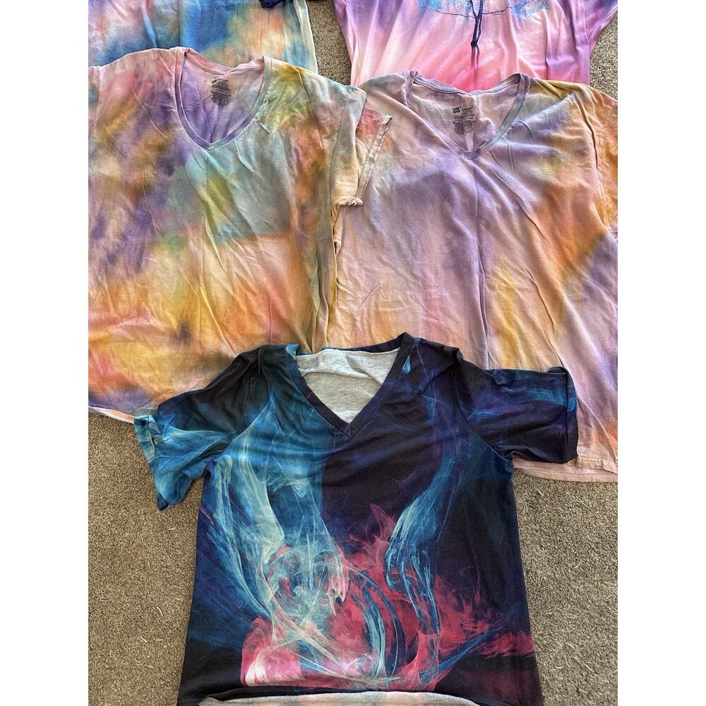 LOT OF 7 Tie Dye Shirts V-neck Short Sleeve Shirts XL - 2XL XXL XL - Picture 3 of 11